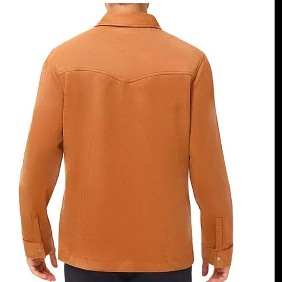 Frye Men's Classic Faux Suede Shirt Jacket Chest Pockets Size XXL Toffee NWT - Picture 5 of 11